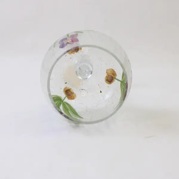 Fifth Avenue Crystal LTD Hand-Painted Crackle Glass Purple Iris Goblet
