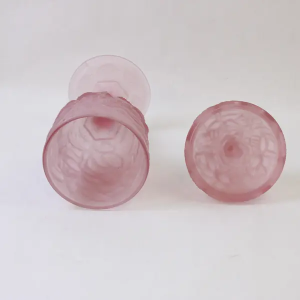 Vintage Pink Frosted Depression Glass Covered Candy Dish