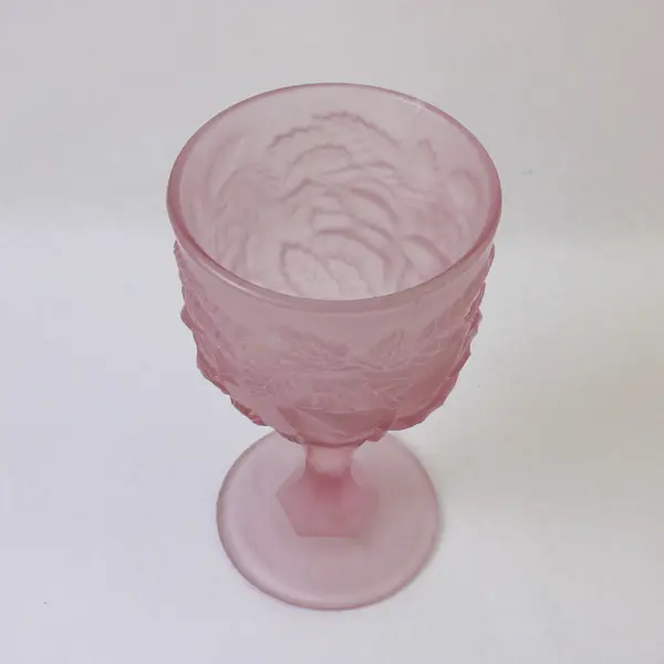 Vintage Pink Frosted Depression Glass Covered Candy Dish