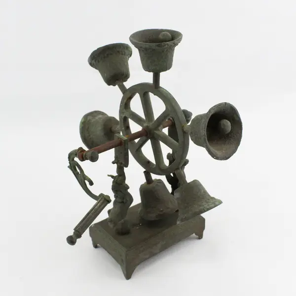 Vintage Cast Iron Hand Crank Ferris Wheel Spinning Bells
