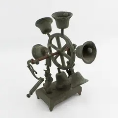 Vintage Cast Iron Hand Crank Ferris Wheel Spinning Bells