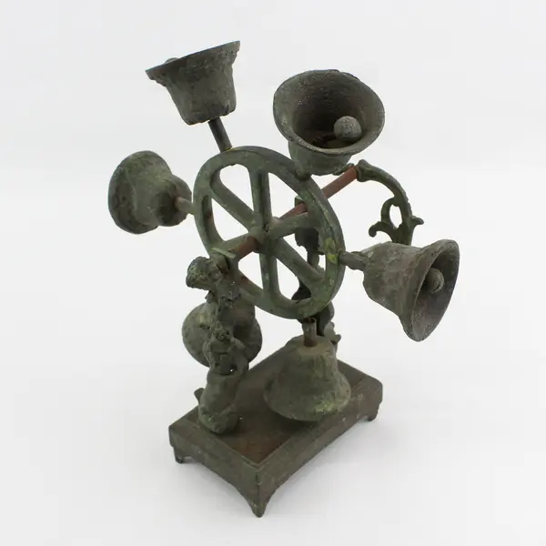 Vintage Cast Iron Hand Crank Ferris Wheel Spinning Bells