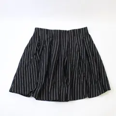 Paperloc Black and White Pinstripe Pleated Mini Skirt Women's Medium