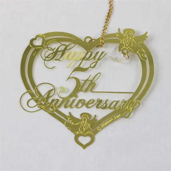 Theme Tin Ornament/Wall Hanging - Happy 5th Anniversary Wording from 1997
