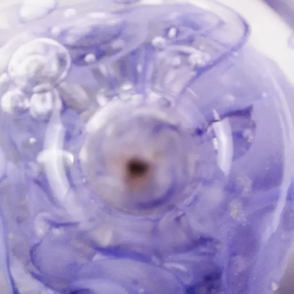 Hand-Blown Glass Paperweight Lavender Lilac Ribbon Swirls 4in