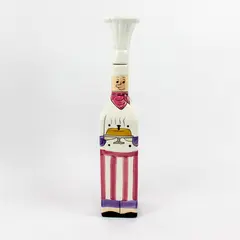 Trisa Cute French Chef Painted Ceramic Oil/Vinegar Bottle Dispenser W/ Top 13"