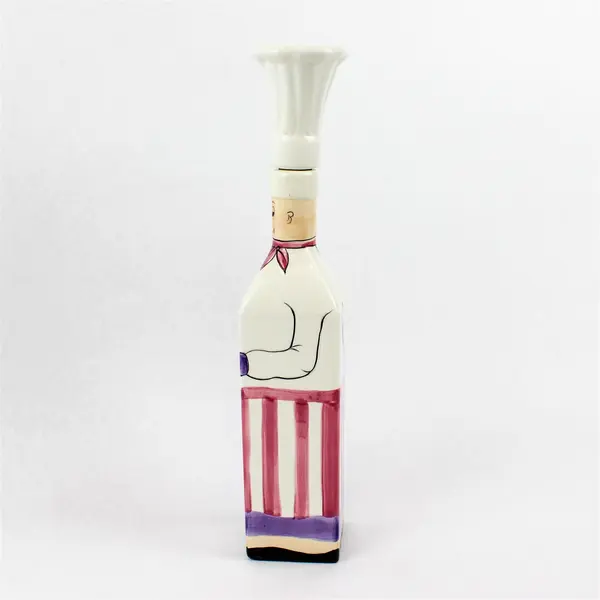 Trisa Cute French Chef Painted Ceramic Oil/Vinegar Bottle Dispenser W/ Top 13"