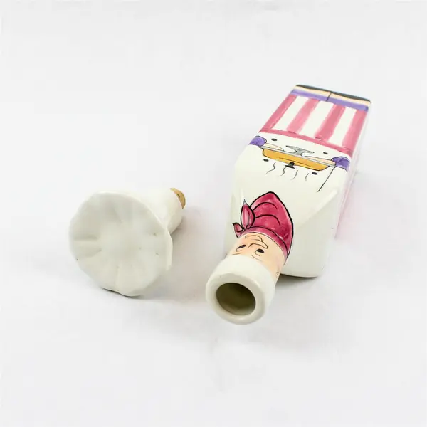 Trisa Cute French Chef Painted Ceramic Oil/Vinegar Bottle Dispenser W/ Top 13"