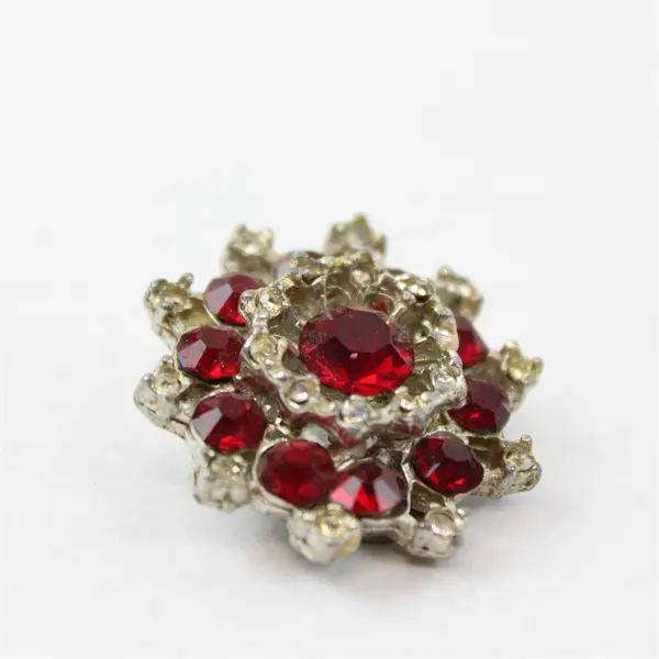 Pair of Vintage Faux Ruby & Diamond Cluster Clip-on Earrings 
