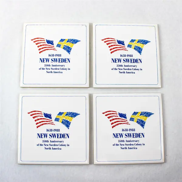 Set of 4 Berggren Originals New Sweden 350th Anniversary Ceramic Tiles