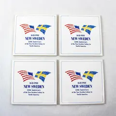 Set of 4 Berggren Originals New Sweden 350th Anniversary Ceramic Tiles