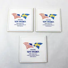 Set of 3 Berggren Originals New Sweden 350th Anniversary Ceramic Tiles
