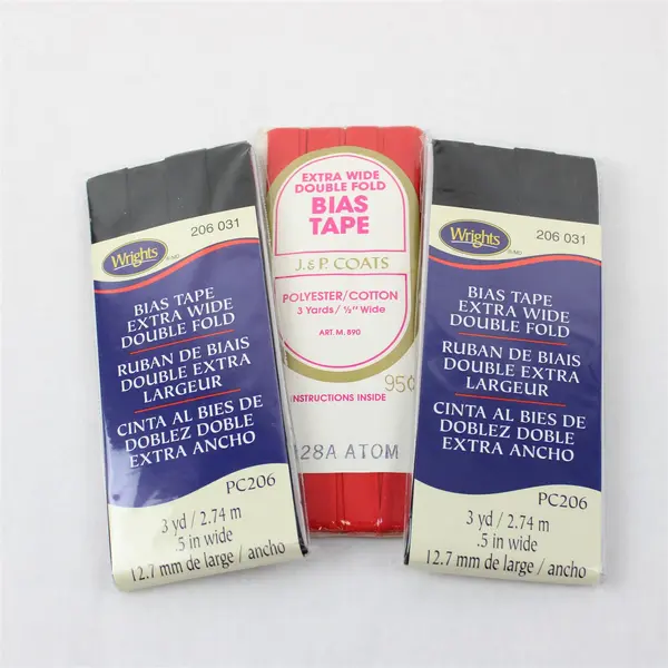 Lot of 3 Packages of Bias Tape Extra Wide Double Fold Black & Red