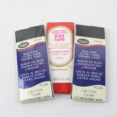 Lot of 3 Packages of Bias Tape Extra Wide Double Fold Black & Red