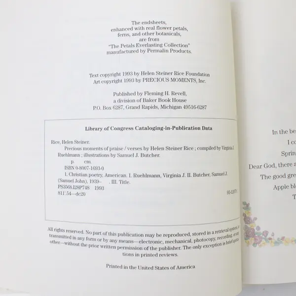 Precious Moments of Praise by Helen Steiner Rice 1993 Hardcover