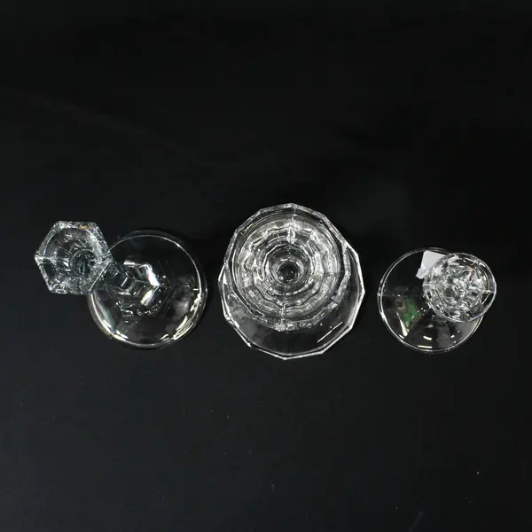 Lot of 3 Mismatched Crystal Taper Candle Holders