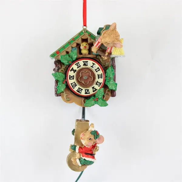 Vintage Christmas Mouse Motion Wall Clock Hooks to Christmas Lights New No Box