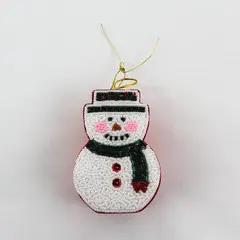 2002 See's Candy Red Silk Beaded Snowman Candy Box
