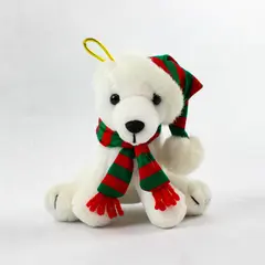Chosun International Polar Bear Plush Christmas Ornament 5" Used