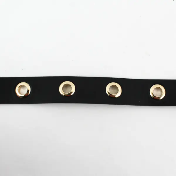 Men's Black Leather Belt With Brass Grommets 37"
