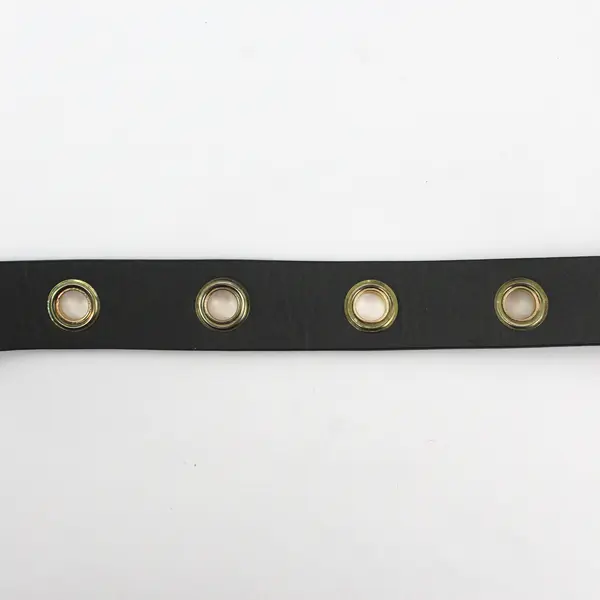Men's Black Leather Belt With Brass Grommets 37"