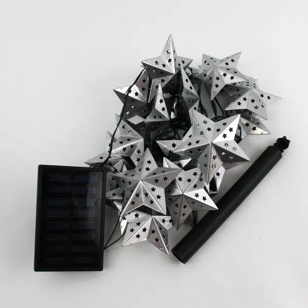 Threshold Solar String Lights Silver Metal Pierced Stars Untested
