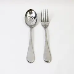 Lot of 2 Oneida Icarus Stainless Serving 1 Pierced Tablespoon & 1 Solid Fork