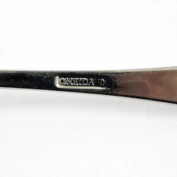 Lot of 2 Oneida Icarus Stainless Serving 1 Pierced Tablespoon & 1 Solid Fork