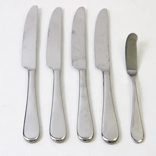 Lot of 5 Oneida Icarus Stainless Flatware 4 French Solid Knives + Butter