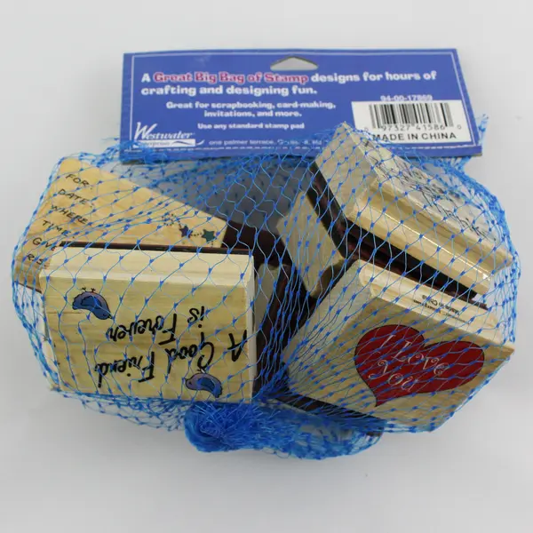 NEW Big Bag of Stamp Set of 8 Wooden Rubber Stamps 2" x 2-3/4"