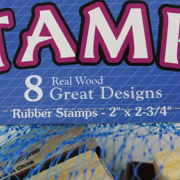 NEW Big Bag of Stamp Set of 8 Wooden Rubber Stamps 2" x 2-3/4"
