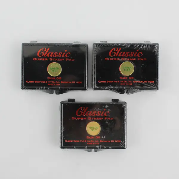 Lot of 3 Classic Super Stamp Pads Green Felt Size 00 NEW SEALED