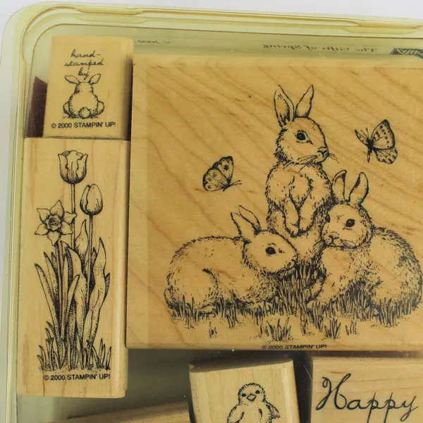 Vintage 2000 Stampin' Up! The Gifts of Spring 6 Piece Rubber Stamp Set