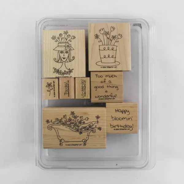 Vintage 2004 Stampin' Up! La-Dee-Da 8 Piece Rubber Stamp Set