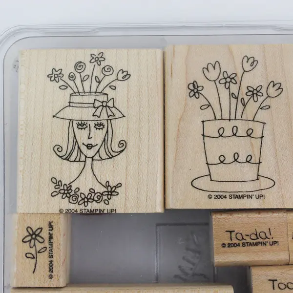 Vintage 2004 Stampin' Up! La-Dee-Da 8 Piece Rubber Stamp Set