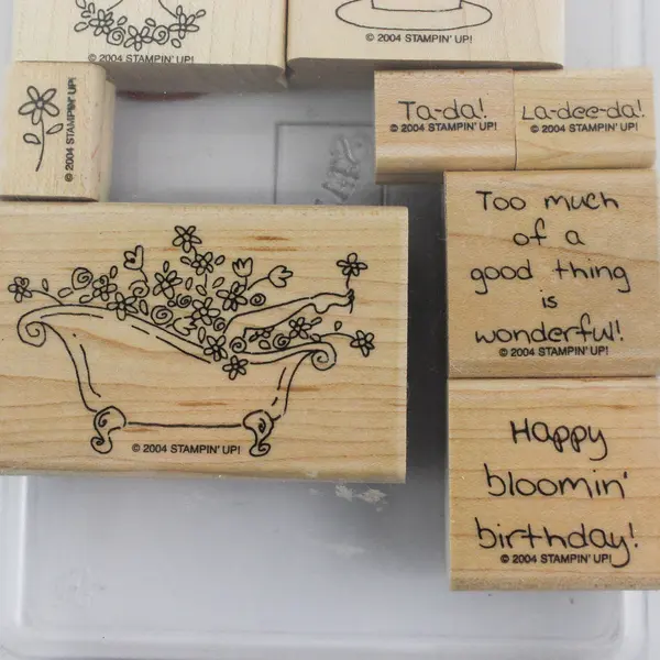 Vintage 2004 Stampin' Up! La-Dee-Da 8 Piece Rubber Stamp Set