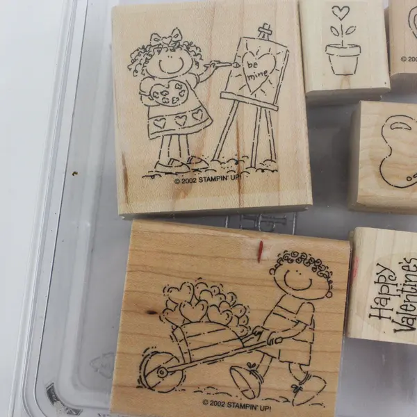 Vintage 2002 Stampin' Up! Be Mine 6 Piece Valentines Day Rubber Stamp Set