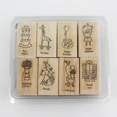 Vintage 2003 Stampin' Up! Little Hellos 8 Piece Rubber Stamp Set