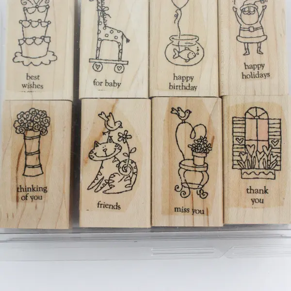 Vintage 2003 Stampin' Up! Little Hellos 8 Piece Rubber Stamp Set