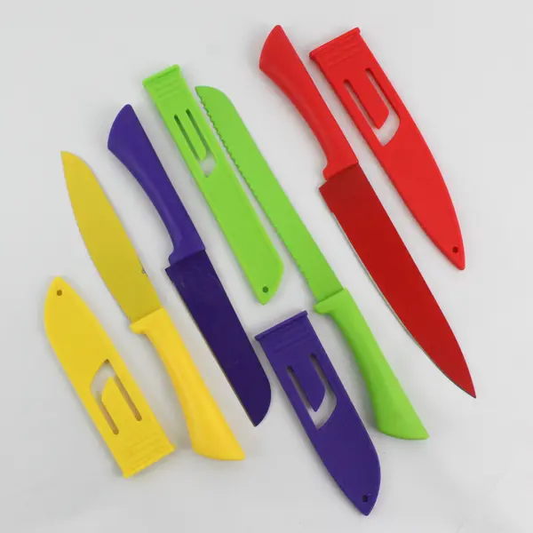 Set of 4 Colorful Kitchen Knives Nylon Handles
