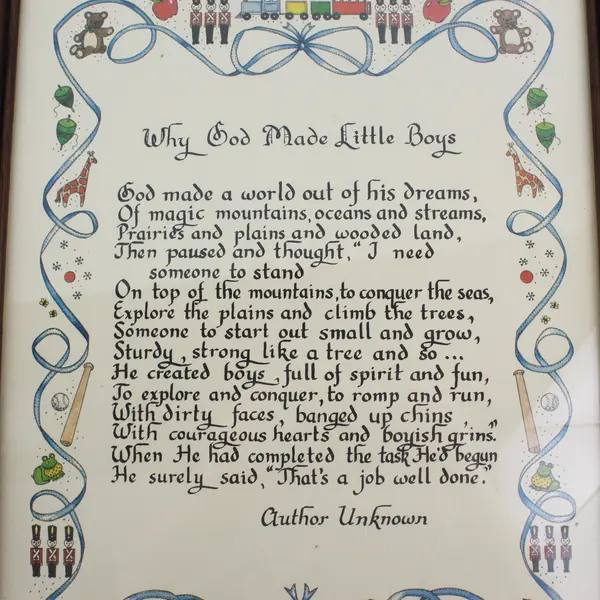 Framed  Poem Why God Made Little Boys