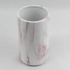 8 Inch White Pink Marbled Ceramic Vase Made In China