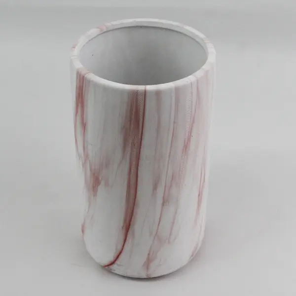 8 Inch White Pink Marbled Ceramic Vase Made In China