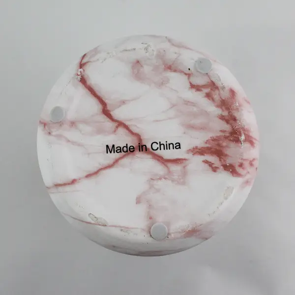 8 Inch White Pink Marbled Ceramic Vase Made In China