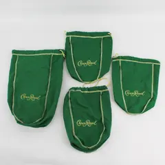 Lot Of 4 Crown Royal 9" And 13" Green  Bags with Drawstrings