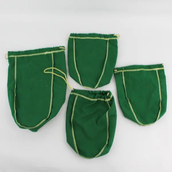 Lot Of 4 Crown Royal 9" And 13" Green  Bags with Drawstrings