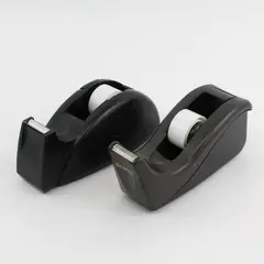Lot of 2 Black Desk Tape Dispensers, one C60 Scotch, 0.12" Wide Tape