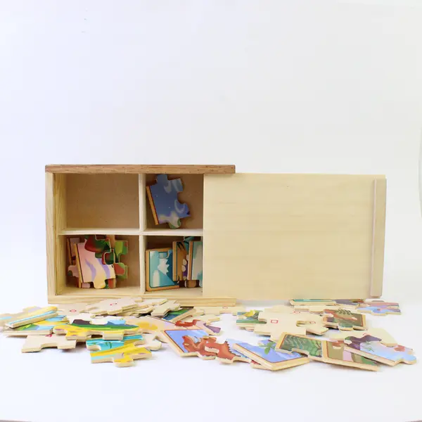 Melissa & Doug Wooden Kids' Jigsaw Puzzles In A Box 12pcs 4/pkg-Dinosaurs