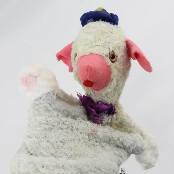 Vintage 1950's Character Novelty Lamb and Hat Hand Puppet - 12" Tall x 8" Wide