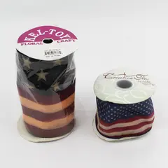 Lot of 2 Flag Patriotic Ribbon, Kel-Toy and Creative Ties